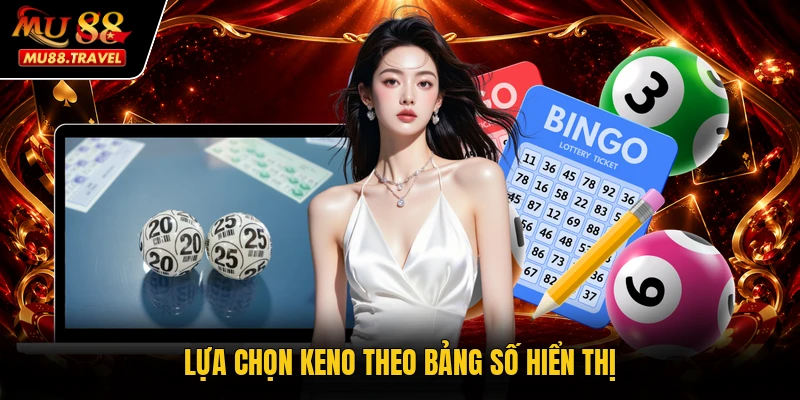 Lựa chọn Keno theo bảng số hiển thị